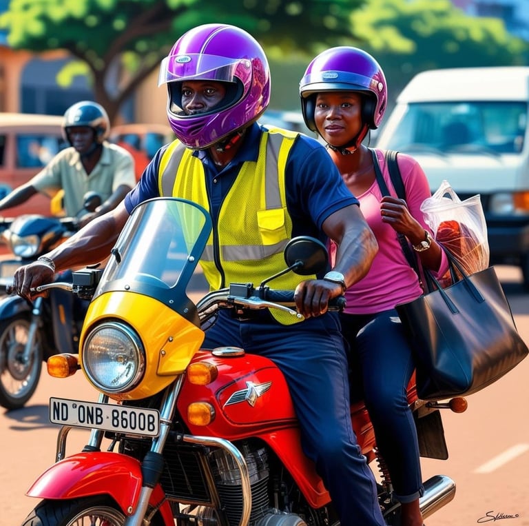 Motards de Super wewa en plein trajet dans la ville de Kinshasa