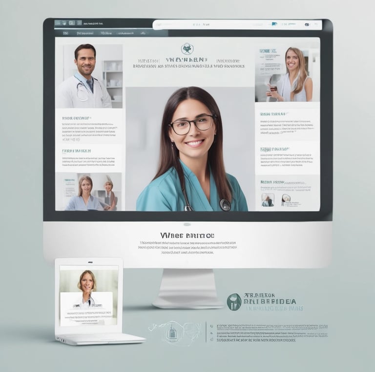 A vintage typewriter with green housing holds a sheet of paper with the word 'TELEHEALTH' typed on it. The scene is set on a wooden surface.