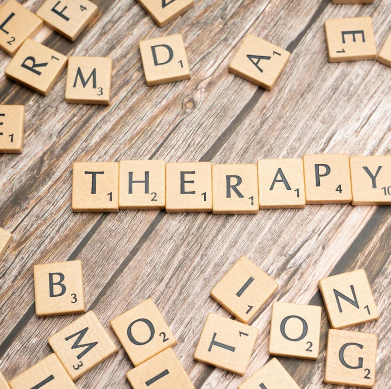 scrabbles of the word therapy