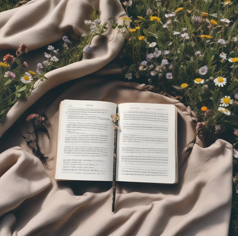 white book on brown and white textile