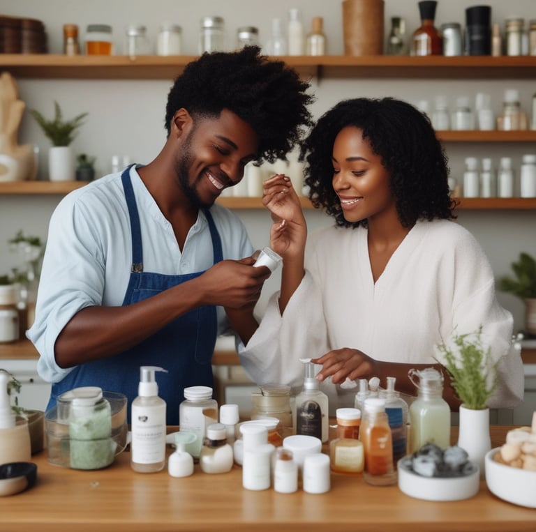Several bars of handmade soap are neatly stacked on a scalloped metal dish. The soaps are individually wrapped in clear packaging and tied with rustic twine. A round label on one of the soaps reads 'Hand Crafted with Love For You.' The background features floral elements on a light surface.
