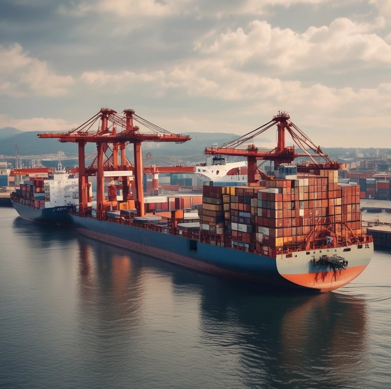 A wooden crate containing six partially ripe papayas with a mix of green and yellow skin arranged neatly. Adjacent to this crate is another box with two large green soursops featuring a bumpy texture.