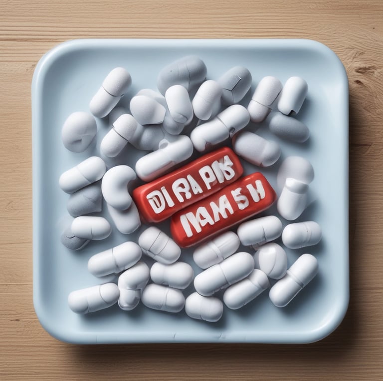 Close-up of medical pills and a doctor’s prescription on a table.
