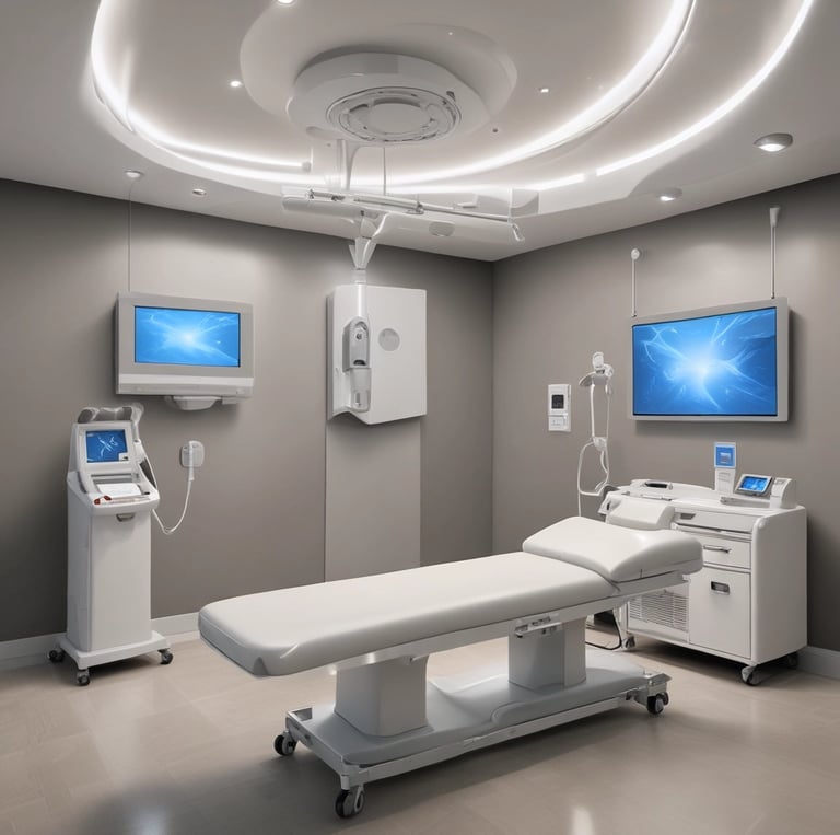 A serene clinic environment with modern aesthetic equipment.