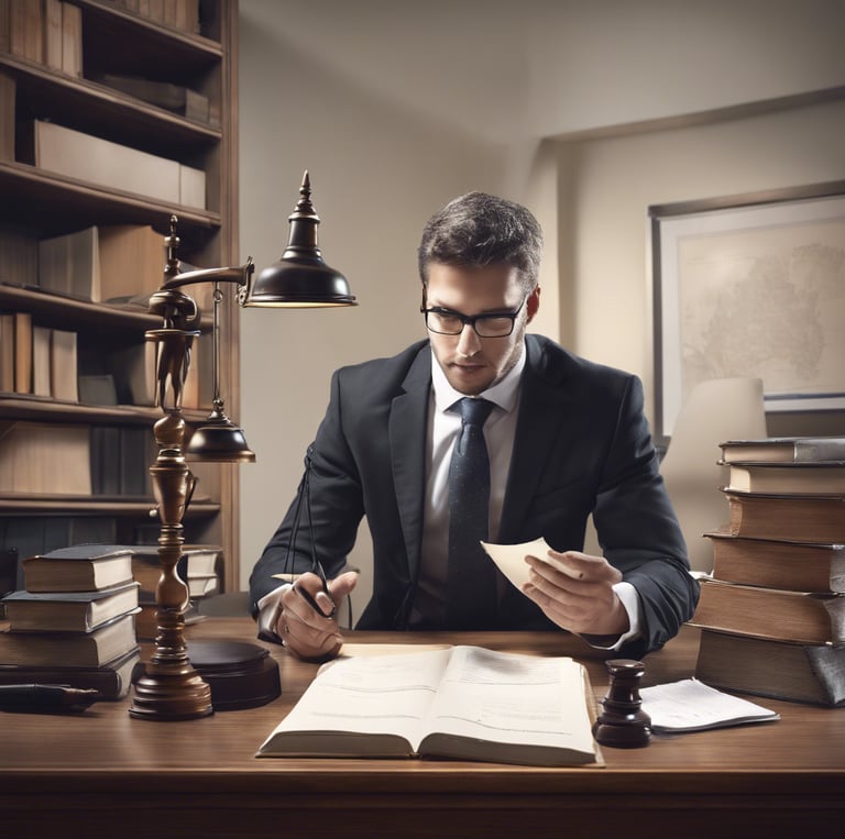 a grassy field with a lake and mountains in the background