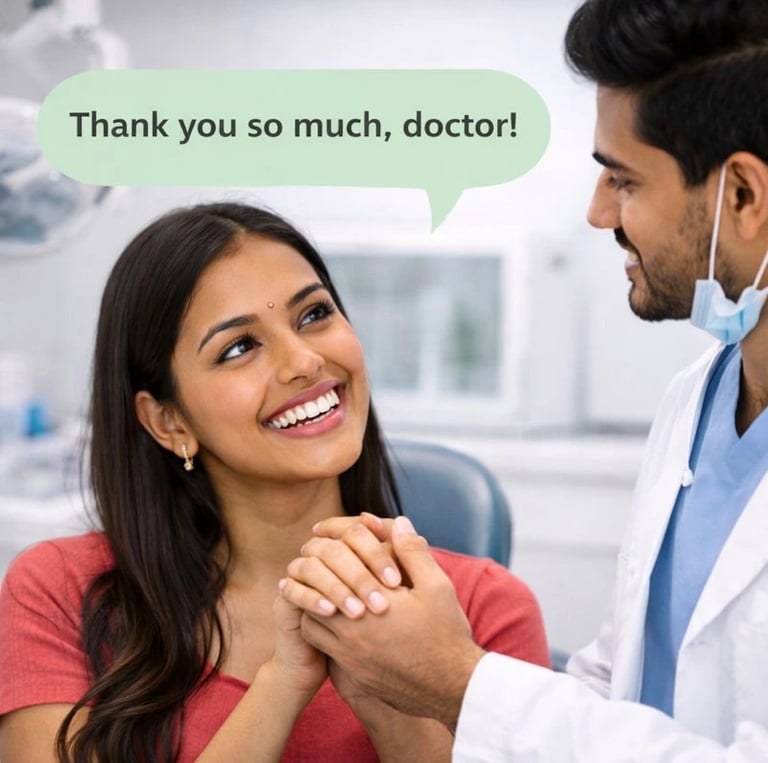 Patient smiling after teeth whitening treatment