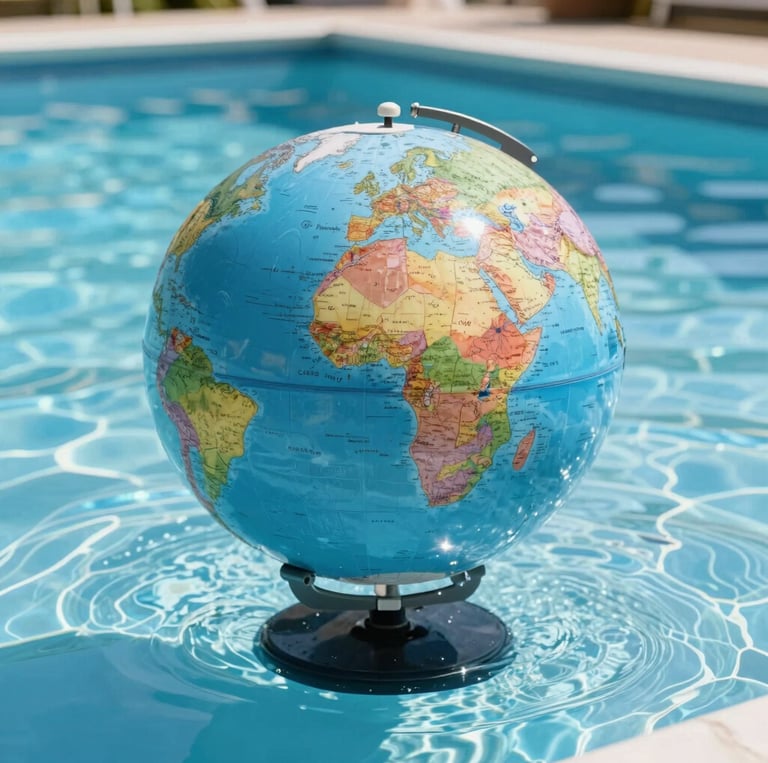 A skilled team working together on a modern swimming pool design blueprint.