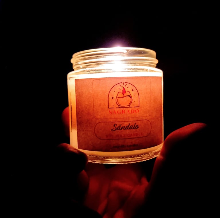Scent soy wax candle in the dark