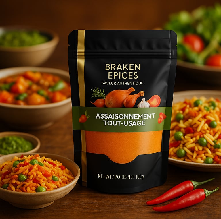 Braken Épices – Assaisonnement tout-usage africain, mélange d’épices camerounaises 100 % naturelles