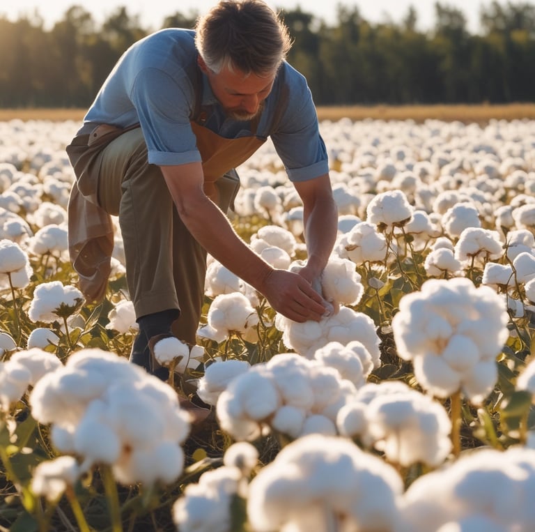 Farmer busy with organic cotton farming