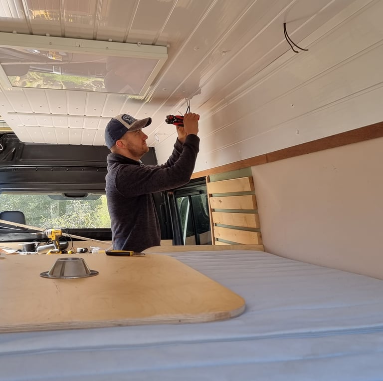 Building a campervan, fitting the LED lights