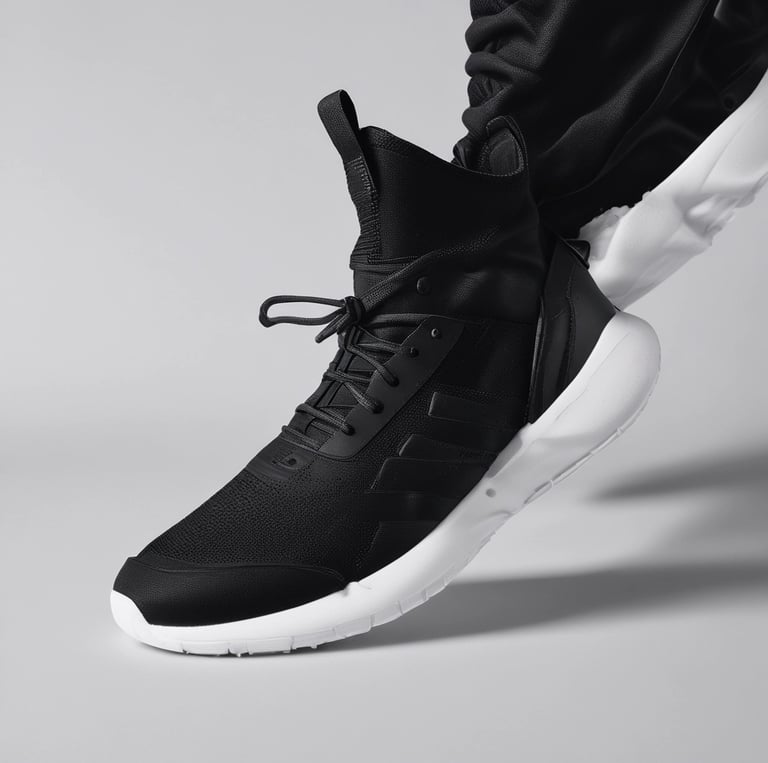 A single sports shoe is prominently displayed against a seamless, light turquoise background. The shoe features a sleek design with a gradient of light gray to dark gray tones, and is equipped with a distinctive CloudTec sole for cushioning. The branding logo is subtly visible on the side.