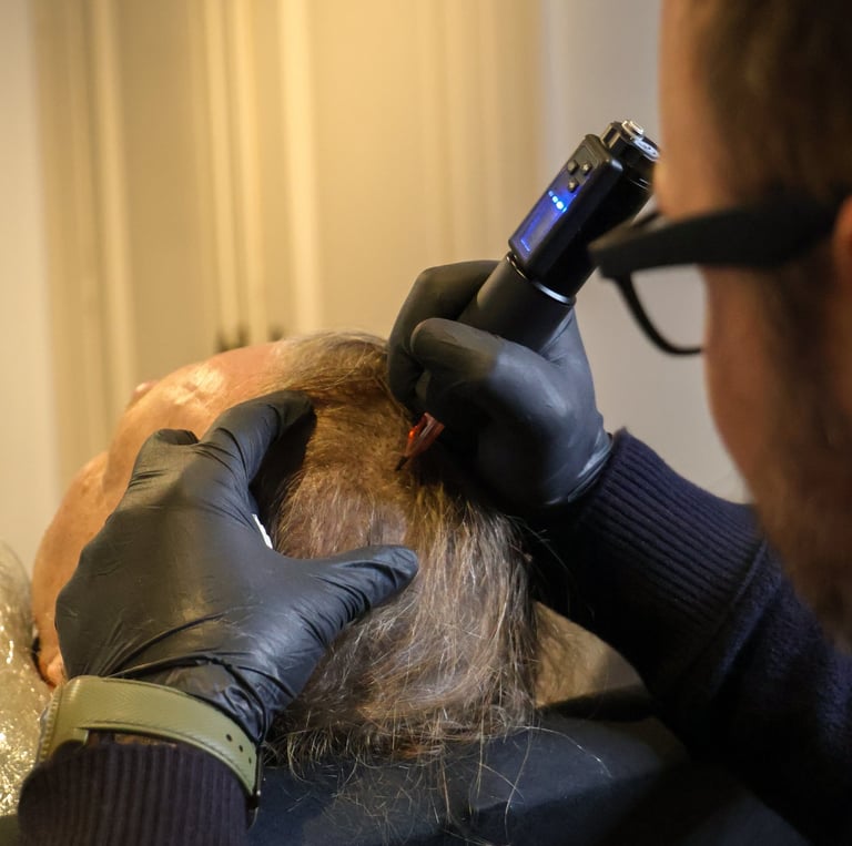 Séance de densification capillaire grâce à la micropigmentation