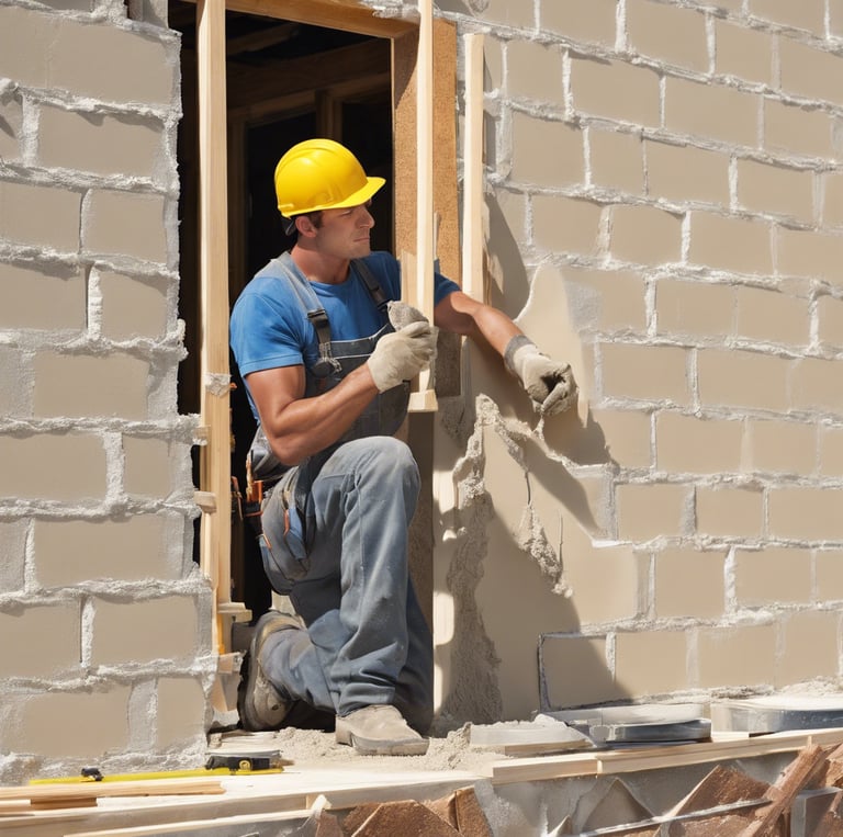 man in gray long sleeve shirt standing beside brown wall