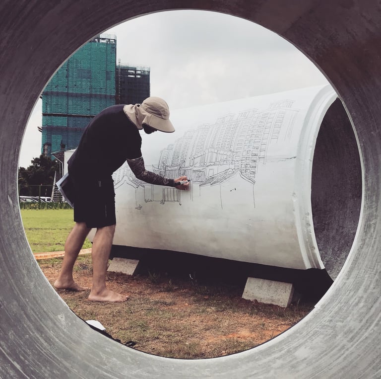 The mural of artist Evgeny Bondarenko. Park in Taiwan, Bade