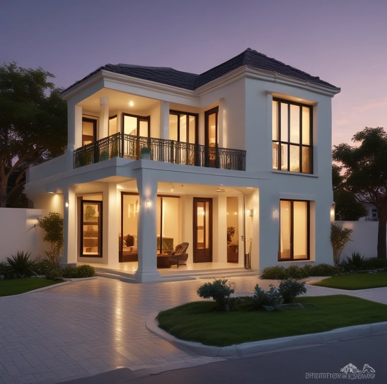 A welcoming family standing in front of their new home in a vibrant Indore neighborhood.