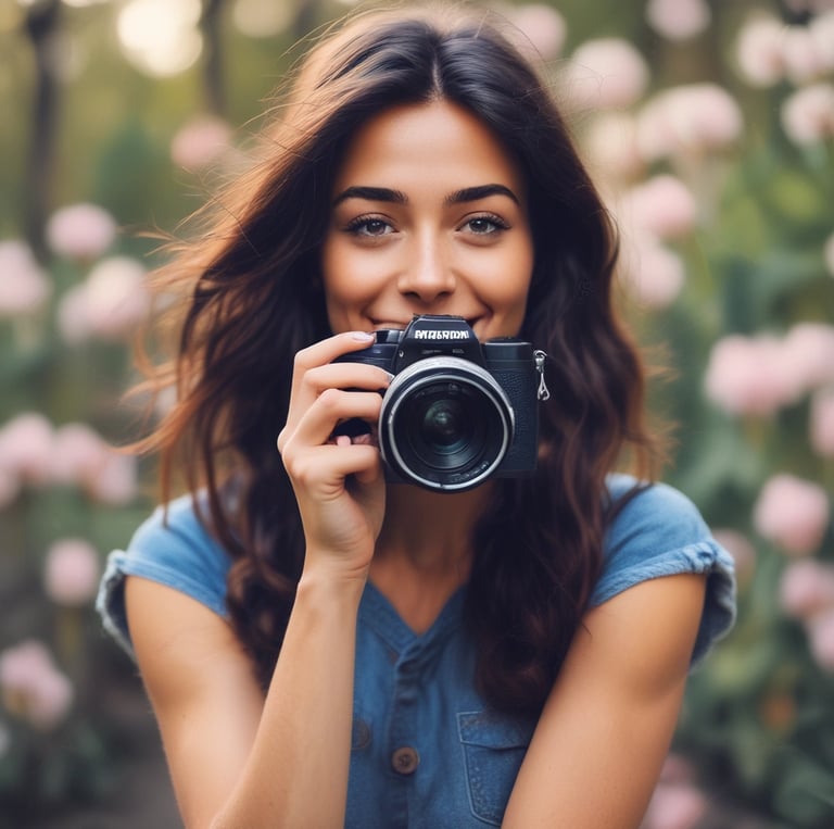 A cozy, well-lit content studio with a creator recording in front of a camera and equipment visible in the background.