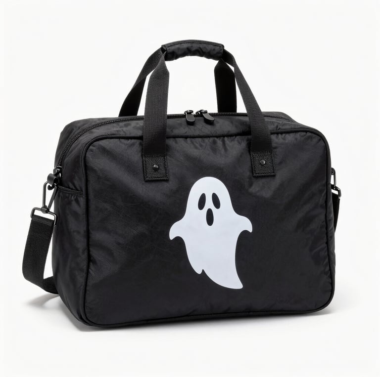 A handheld EVP recorder glowing softly in a dimly lit haunted room.