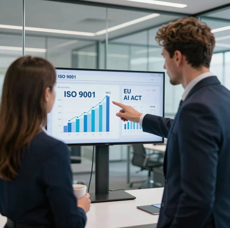 A sleek dashboard interface of the AiCore Desk platform showing compliance and helpdesk features.