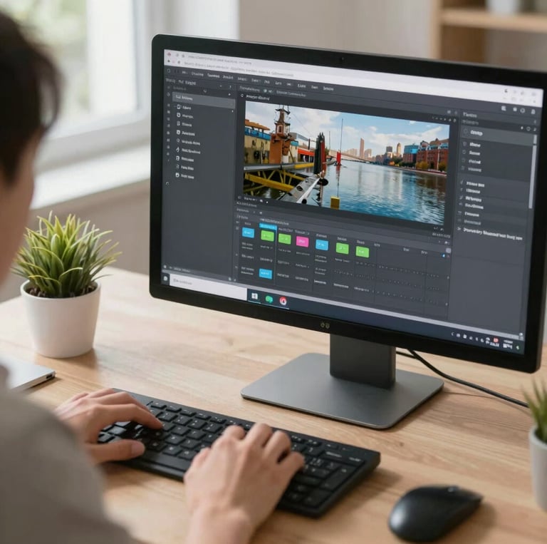 Creative workspace with designers collaborating on branding and automation projects.