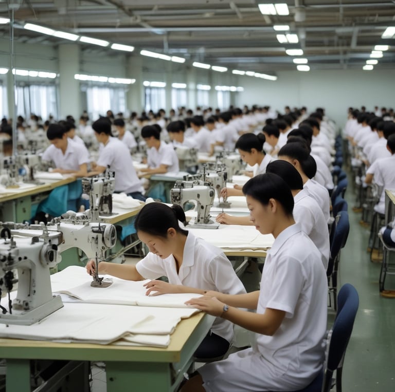 A close-up of delicate, high-quality women's lingerie fabric being carefully inspected by a skilled artisan.
