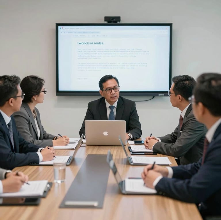 Business professionals in a meeting discussion