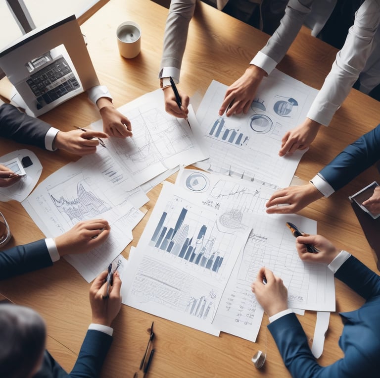 A business meeting where people discuss financing options.