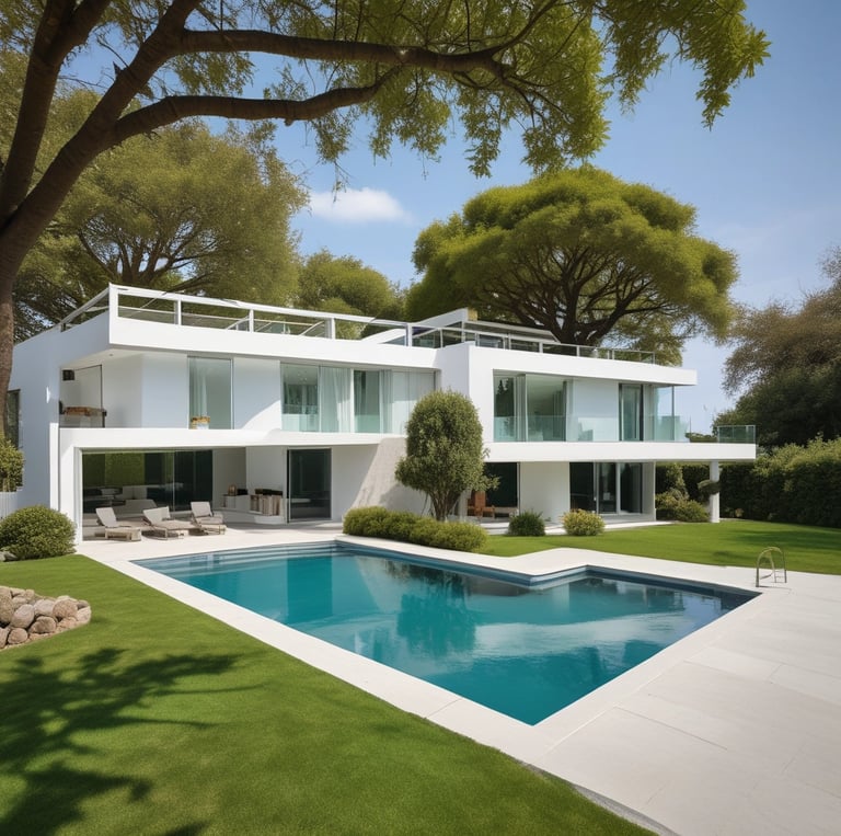 A skilled gardener laying natural stone pavement in a sunny garden.