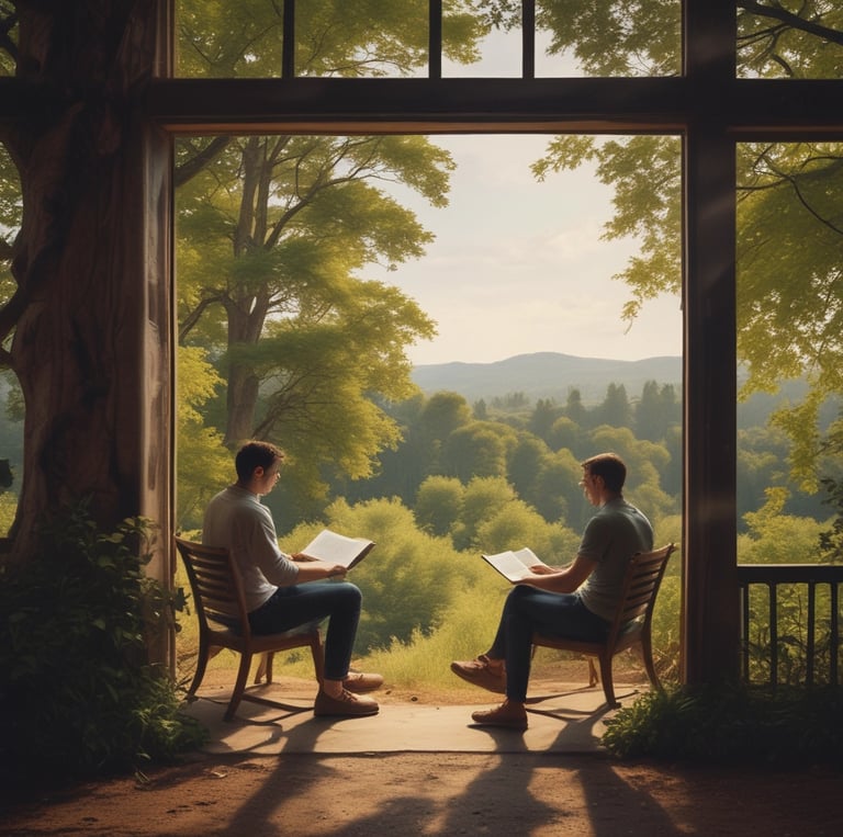 A serene scene of soft morning light filtering through delicate curtains, casting a peaceful glow on a journal and pen.