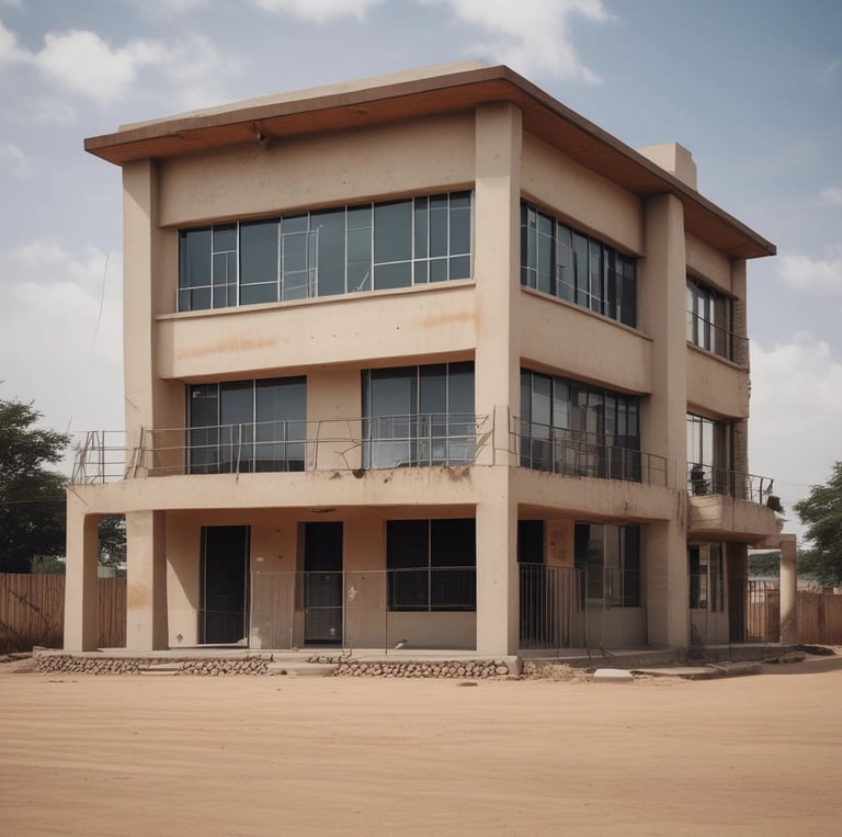Elegant office interior with blue, white, and gold decor symbolizing trust and professionalism