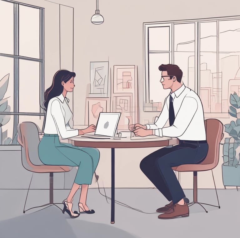 A warm handshake between a client and a consultant in a cozy office setting.