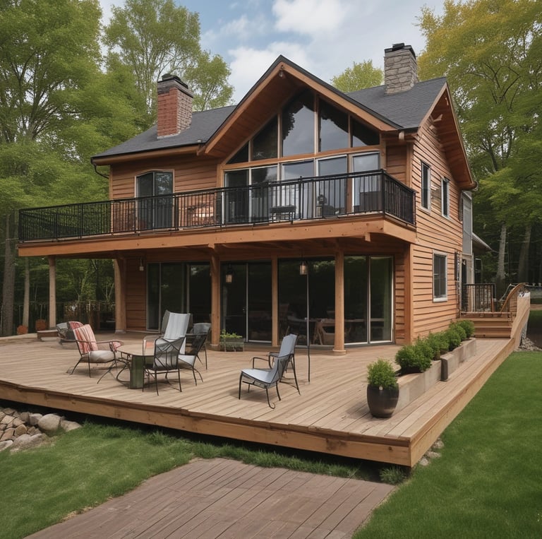 A friendly home inspector examining a house exterior on a sunny day in a suburban neighborhood.