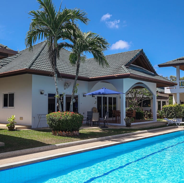 Private pool villa rental at Yanui Apartments Phuket with tropical garden near Rawai Beach