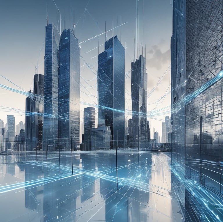 Modern office workspace with diverse team collaborating over digital devices.