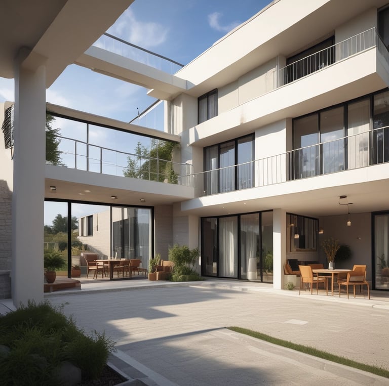 Modern construction site with workers collaborating on a new home in Germany.