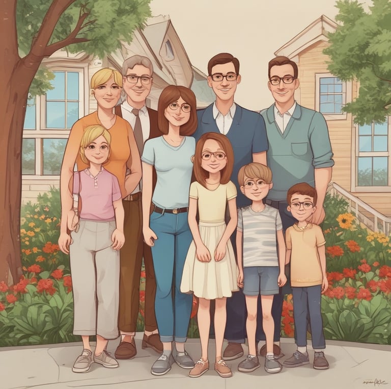 Happy multi-generation family gathered around a table sharing stories and smiling.