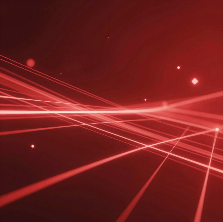 Engineers collaborating on a large-scale oil and gas infrastructure project with vibrant red, green, and blue accents.