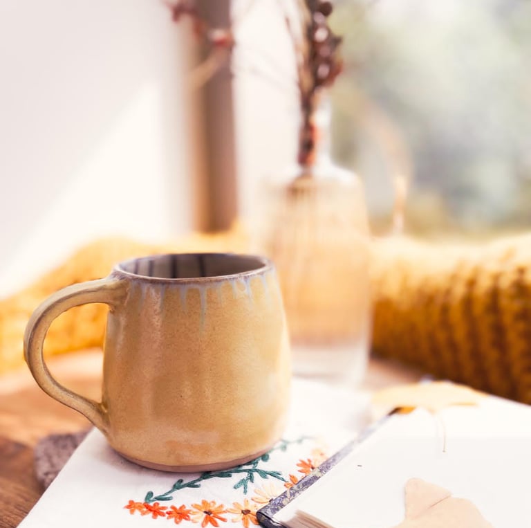 A handmade ceramic mug