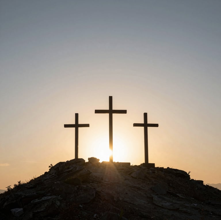 Front view of Salley Baptist Church with sunlight filtering through the trees on a peaceful morning.