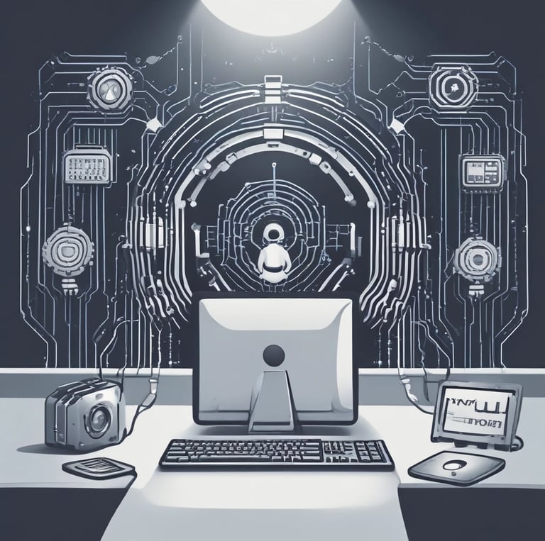 A focused IT professional analyzing multiple security dashboards in a modern office.
