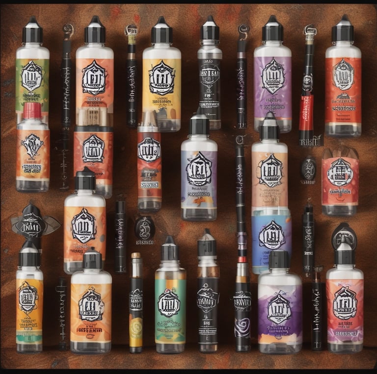 Close-up of a sleek vape pen with colorful vapor swirling around it