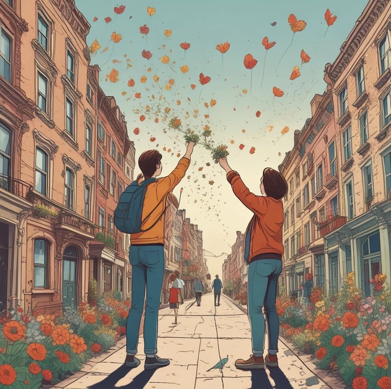 Two real estate agents warmly discussing property options in a cozy office setting.