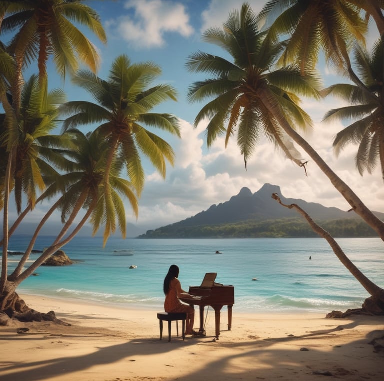 A person is playing or reading sheet music from a music stand with a religious statue of Jesus on the cross in the background, inside a dimly lit church.