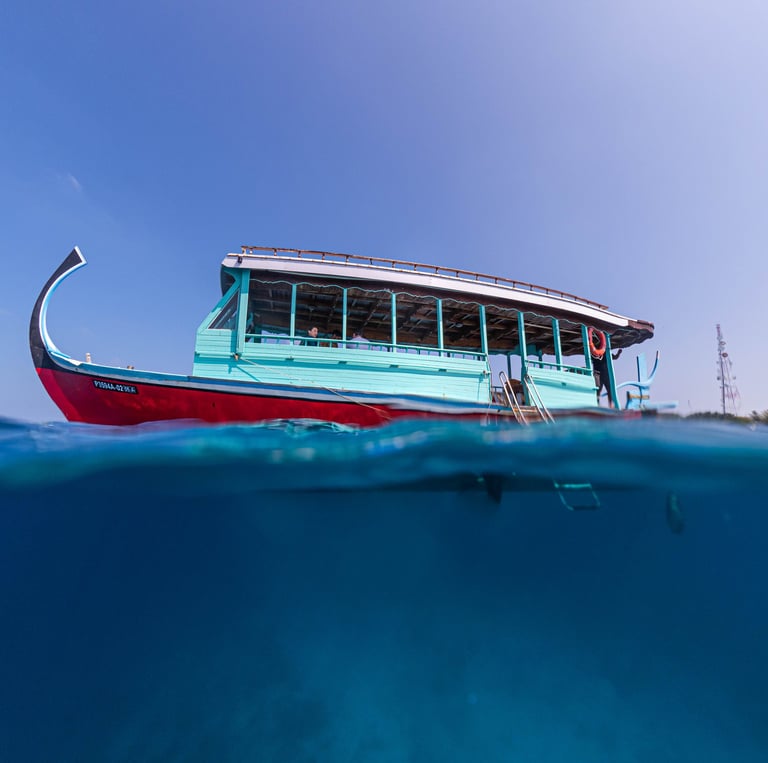 Traditionally Dhoni Boat in Maldives that used for diving and excursion.
