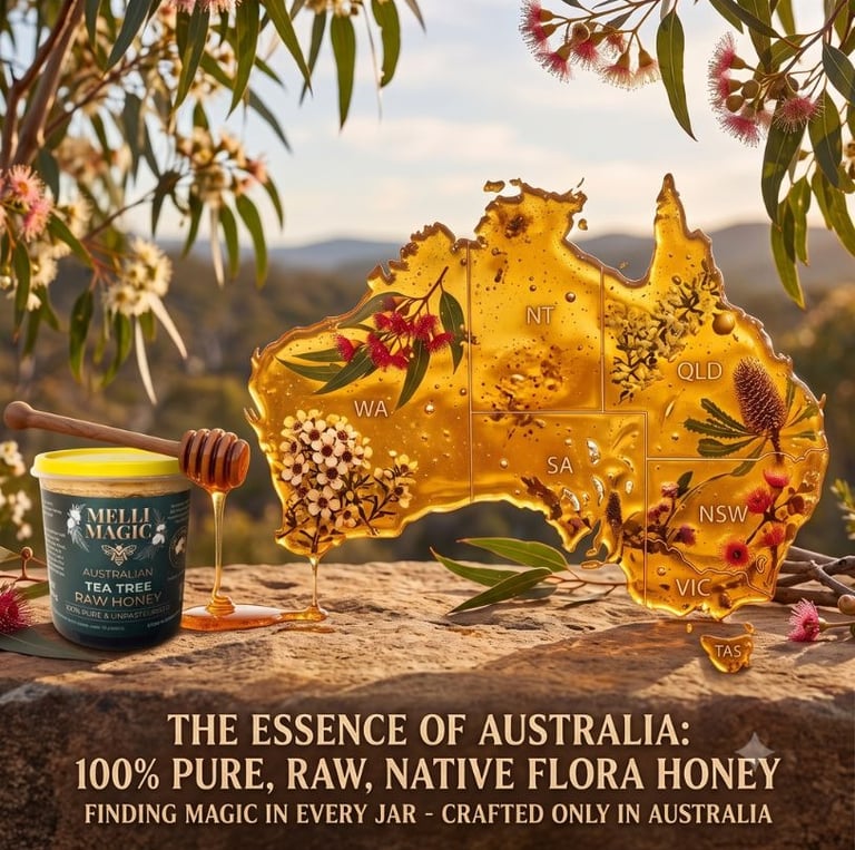 melli magic honey pure australian honey in a jar with yellow lid