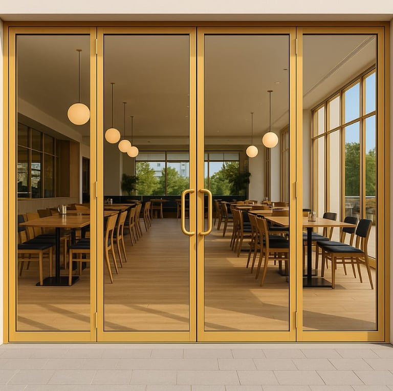 Commercial place entry door