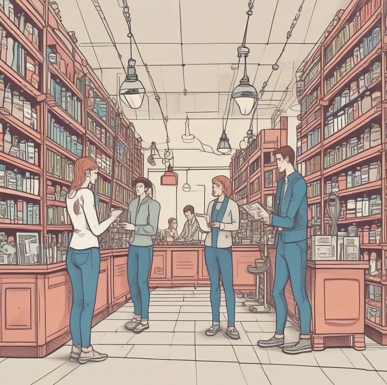 A vibrant image showcasing small business interactions with customers.