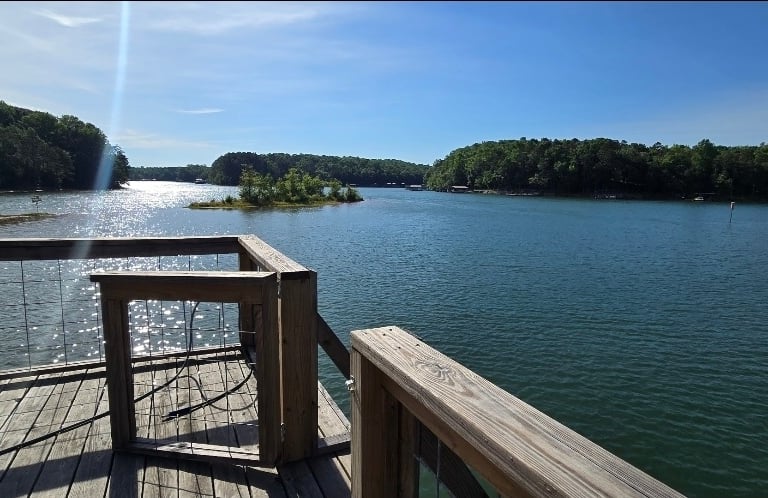 image of Reed Creek from on top of a dock looking at beautiful Lake Hartwell