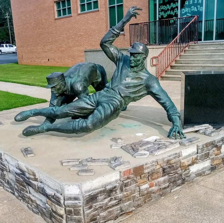 Image of the Ty Cobb statue located in Royston, GA.