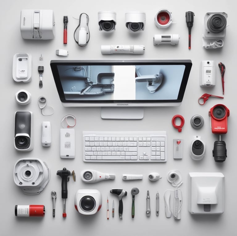 A professional team installing CCTV cameras in a modern setting.